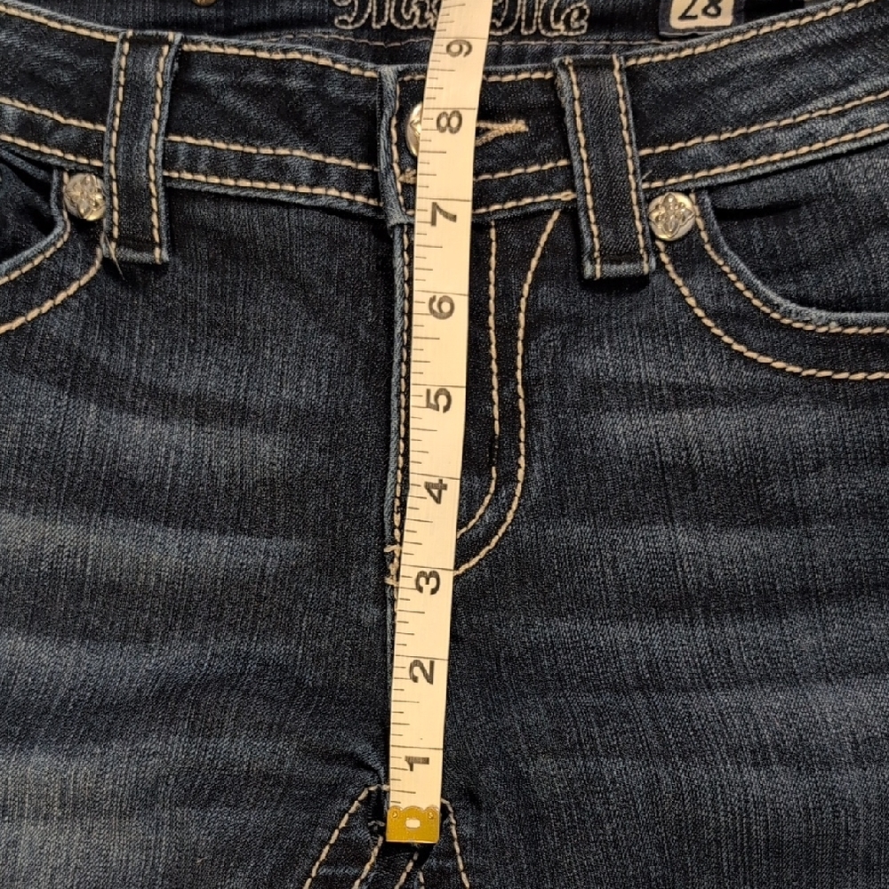 Miss Me Dark Blue Jeans with Black and White Embellishments - Picture 5 of 9